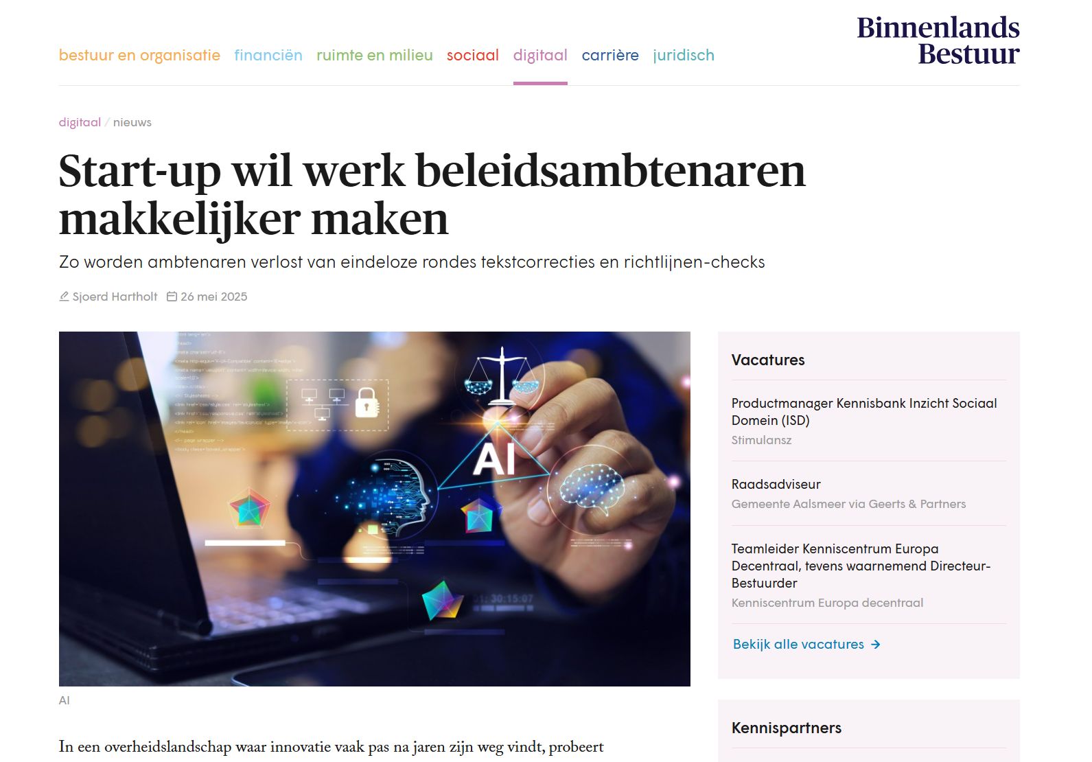UTF.ai in de spotlight bij Binnenlands Bestuur en iBestuur